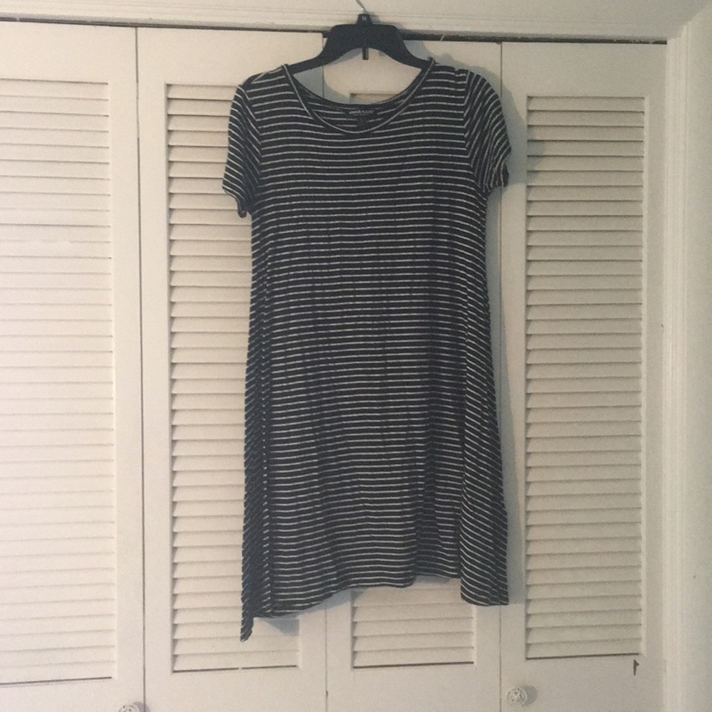 black and white striped dress